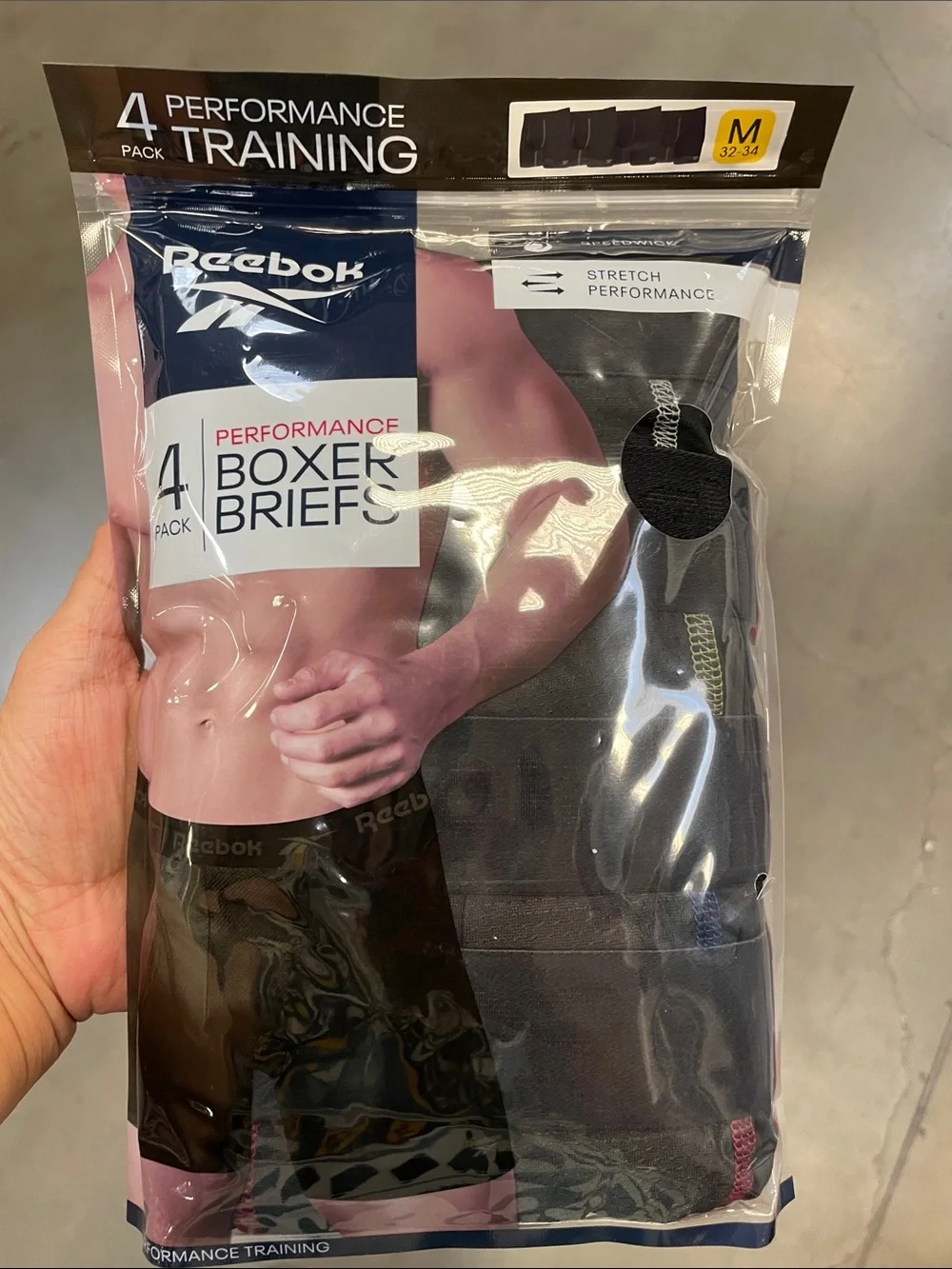 Reebok Men's Training Boxer Briefs 4 Pack Medium Black & Gray